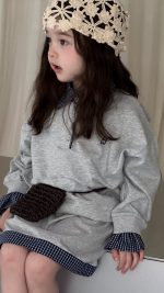 【80-130】長袖トップスorスカート 女の子 POLOネック カジュアル キャンパス - 画像 (6)