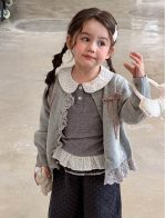 【80-140】カーディガン 女の子 おしゃれ リボン付き レース - 画像 (6)