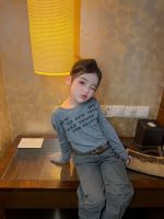 【90-140】長袖Tシャツorパンツ 女の子 韓国風 英字プリント カジュアル - 画像 (4)