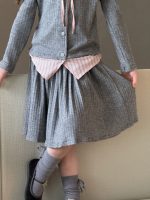 【90-140】2点セット 女の子 襟付きニットカーディガン&スカートプレッピー風 - 画像 (4)