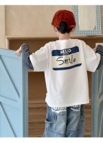 【100-160】長袖Tシャツ 男の子 切り替え カジュアル カッコイイ