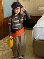 【90-140】長袖Tシャツorパンツ 女の子 ボーダー柄 レイヤード風 カジュアル - 画像 (5)