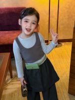 【90-140】長袖トップスorスカート風パンツ 女の子 韓国風 レイヤード - 画像 (5)