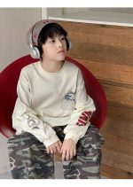 【100-160】長袖Tシャツ 男の子 英字プリント アメカジ - 画像 (5)