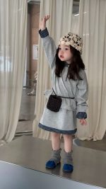 【80-130】長袖トップスorスカート 女の子 POLOネック カジュアル キャンパス - 画像 (3)