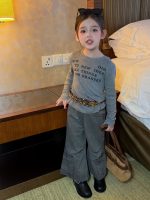 【90-140】長袖Tシャツorパンツ 女の子 韓国風 英字プリント カジュアル - 画像 (6)