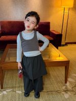 【90-140】長袖トップスorスカート風パンツ 女の子 韓国風 レイヤード - 画像 (6)