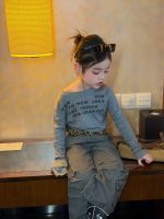 【90-140】長袖Tシャツorパンツ 女の子 韓国風 英字プリント カジュアル - 画像 (8)