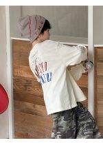 【100-160】長袖Tシャツ 男の子 英字プリント アメカジ - 画像 (9)