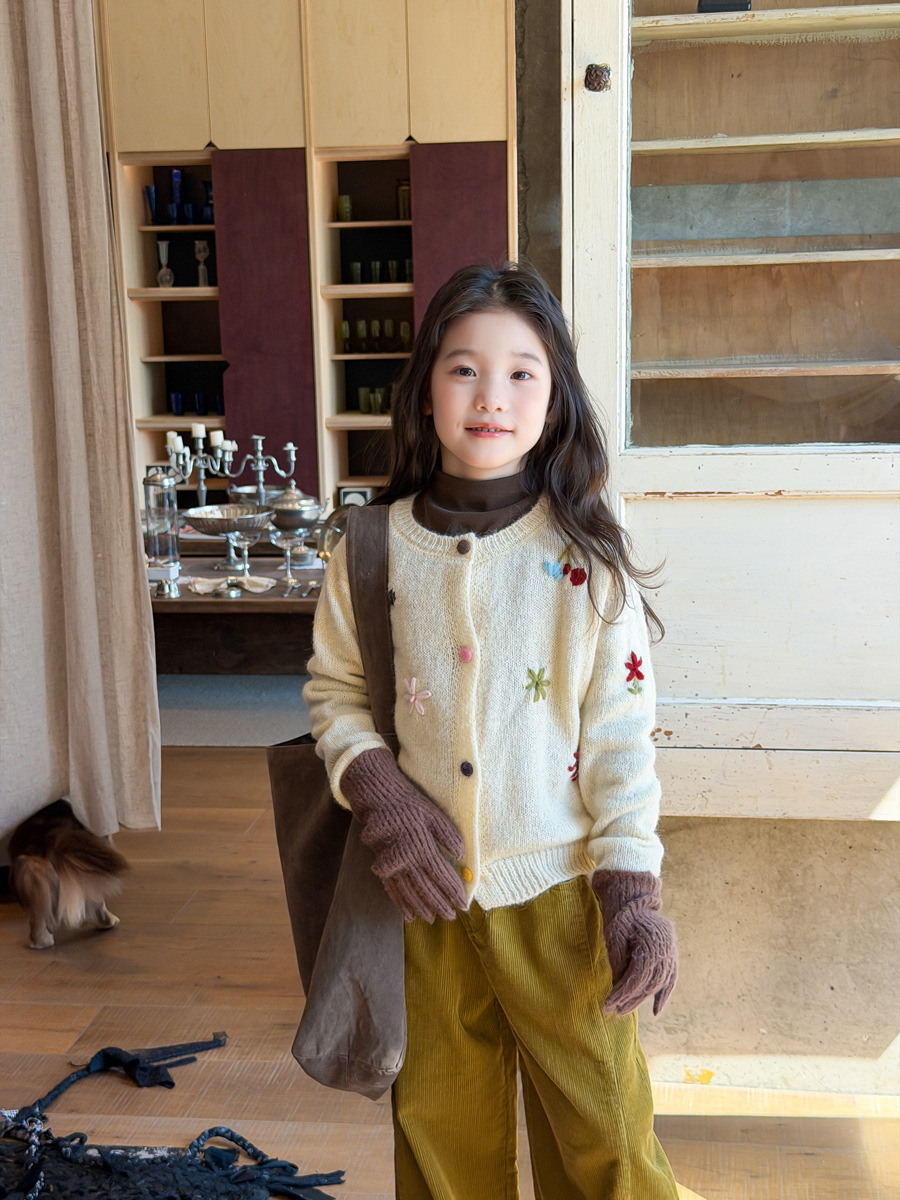 100-170】カーディガン 女の子 ニット フラワー ファッション - URBAN MINI