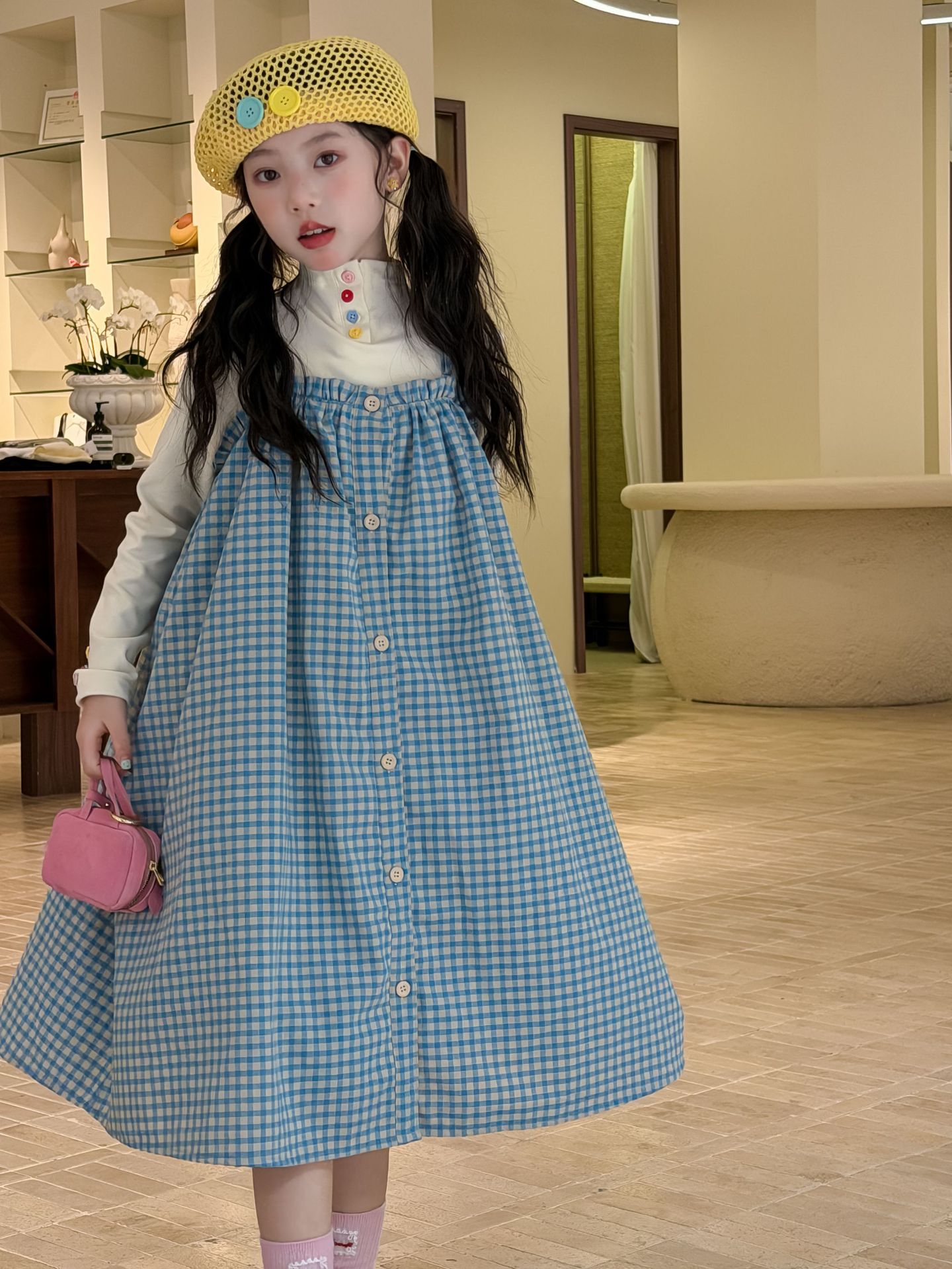 100-160】トップスorワンピース 女の子 チェック柄 合わせやすい
