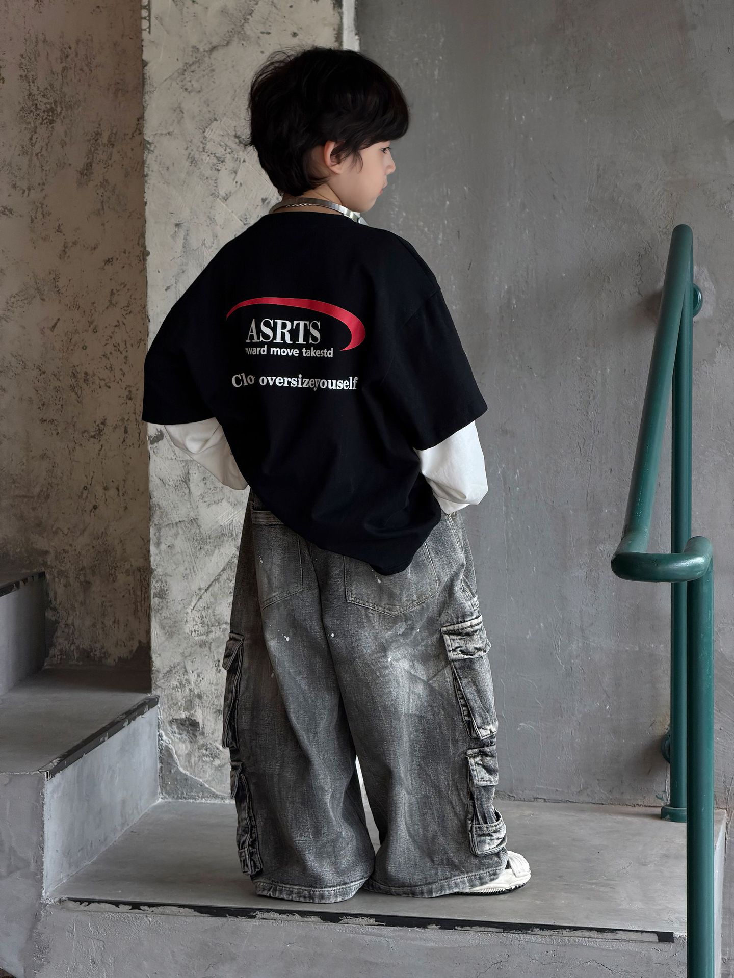 90-160】長袖Tシャツ 男の子 カジュアル 着回しやすい レイヤード風